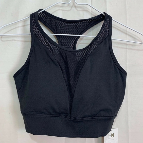 Fashion Nova Womens NWT Geometric Mesh Active Sports Bra in Black Size XS - Picture 1 of 2